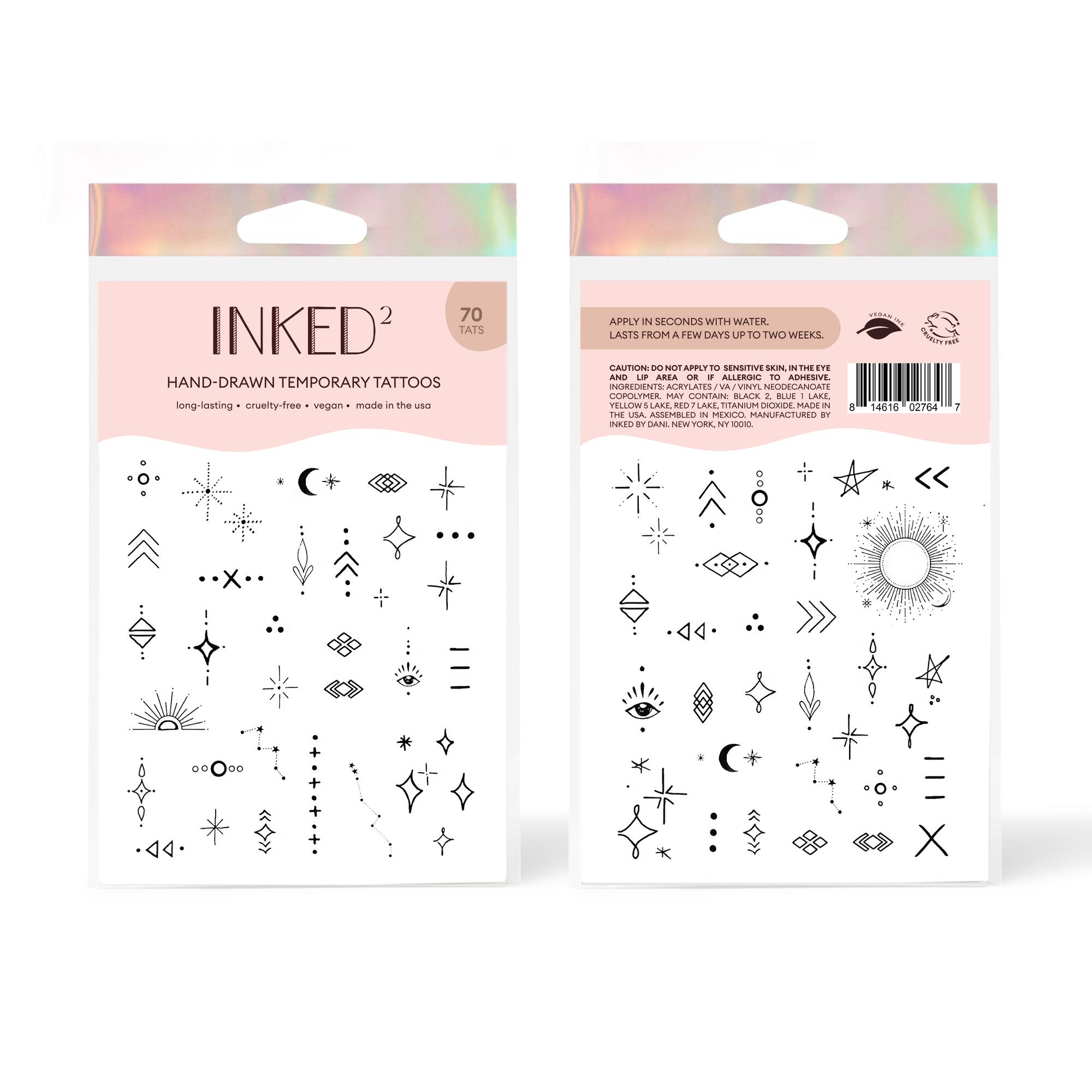 Inked2 Star Crossed Hand Drawn Temporary Tattoos